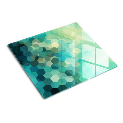 Tabla para cortar Hexágonos geométricos en tonos azules