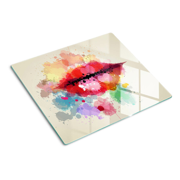 Tabla de cortar de cristal Labios en manchas de colores
