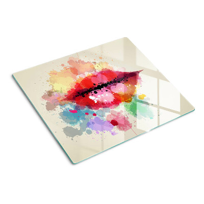 Tabla de cortar de cristal Labios en manchas de colores