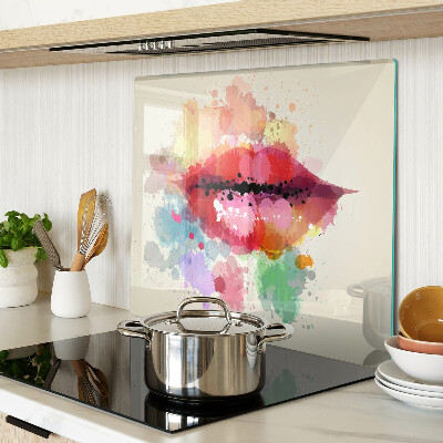 Tabla de cortar de cristal Labios en manchas de colores