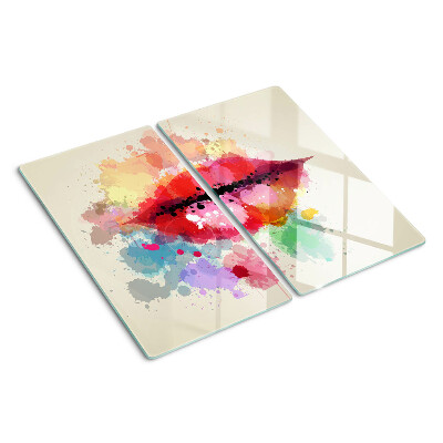Tabla de cortar de cristal Labios en manchas de colores