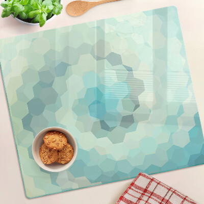 Tabla de cortar de cristal Formas geométricas en tonos azules