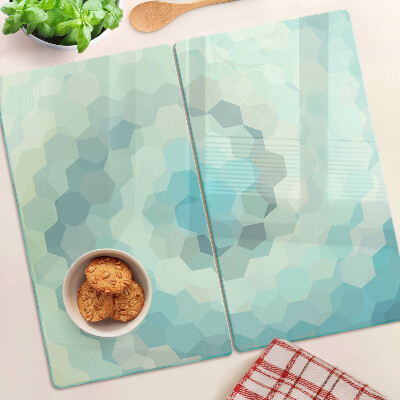 Tabla de cortar de cristal Formas geométricas en tonos azules