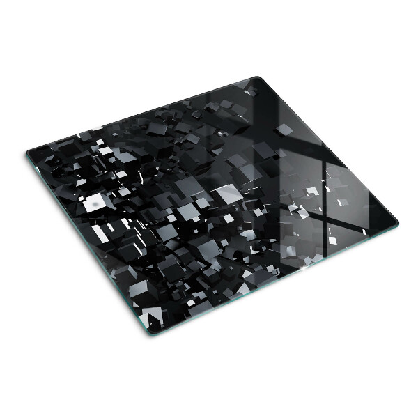 Tabla de cortar de cristal Cubos negros abstractos