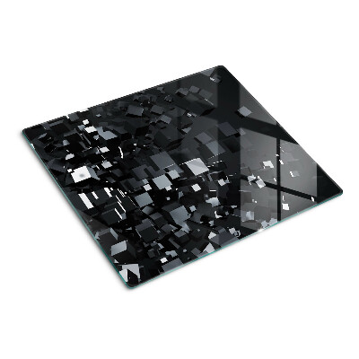 Tabla de cortar de cristal Cubos negros abstractos