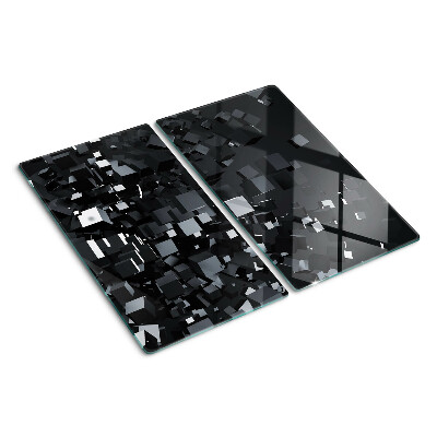 Tabla de cortar de cristal Cubos negros abstractos