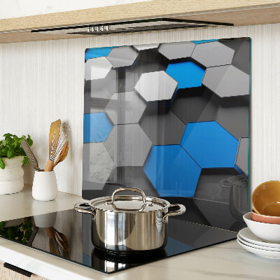 Tabla para cortar Patrones hexagonales en tonos azules y grises.