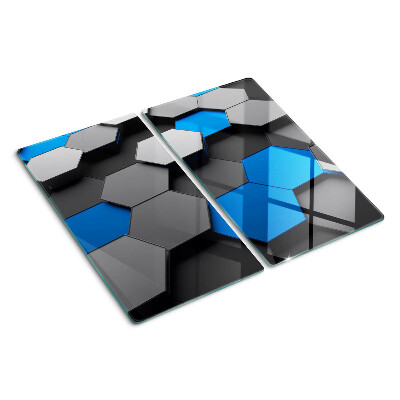 Tabla para cortar Patrones hexagonales en tonos azules y grises.