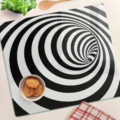 Tabla de cortar de cristal Motivo espiral en blanco y negro