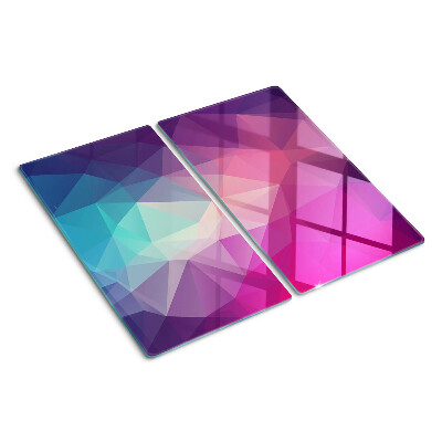 Tabla de cortar de cristal Geometría en tonos rosa y azul.