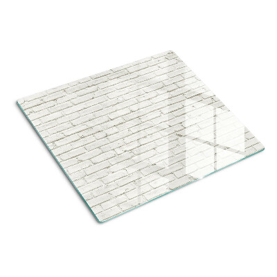 Tabla de cortar de cristal Pared de ladrillo en color blanco