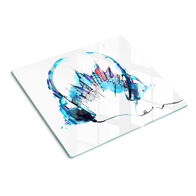 Tabla de cortar de cristal Auriculares con paisaje urbano