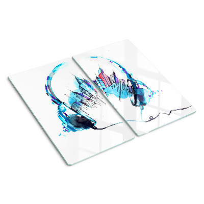 Tabla de cortar de cristal Auriculares con paisaje urbano