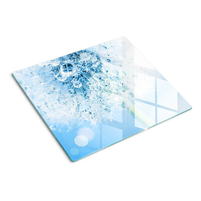Tabla para cortar Flor de diente de león con gotas de agua