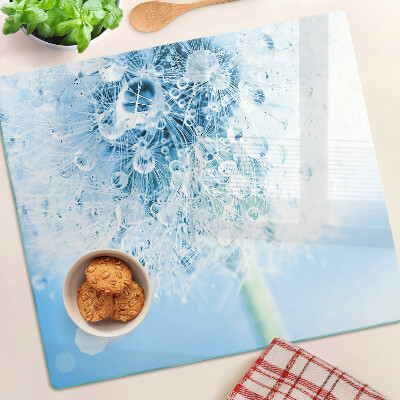 Tabla para cortar Flor de diente de león con gotas de agua
