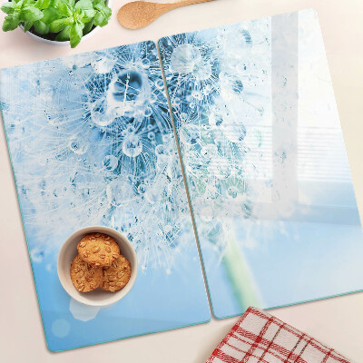 Tabla para cortar Flor de diente de león con gotas de agua