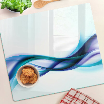 Tabla de cortar de cristal Olas en tonos azules y turquesas