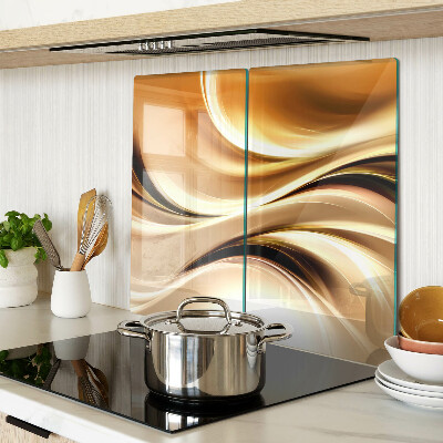 Tabla de cortar de cristal Ondas abstractas en tonos dorados
