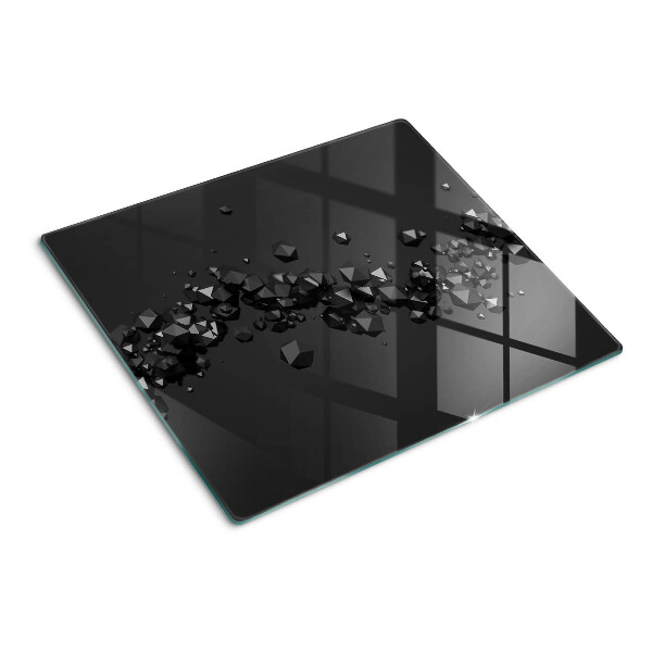 Tabla para cortar Cristales negros en el fondo.