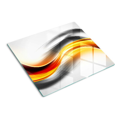 Tabla de cortar de cristal Ondas en naranja y negro