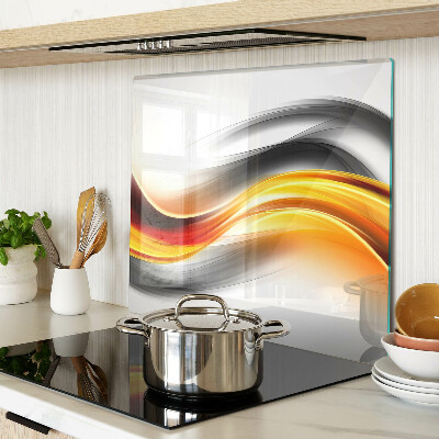 Tabla de cortar de cristal Ondas en naranja y negro