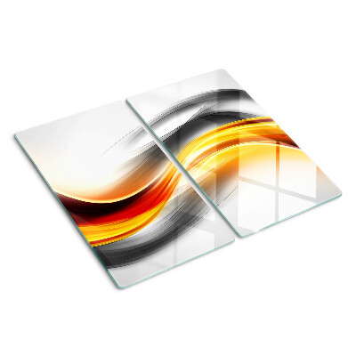 Tabla de cortar de cristal Ondas en naranja y negro