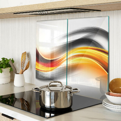 Tabla de cortar de cristal Ondas en naranja y negro
