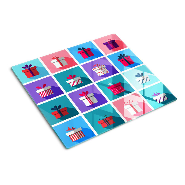 Tabla de cortar de cristal Motivos de regalo en diferentes colores.