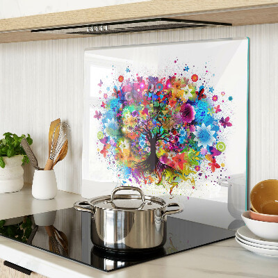 Tabla de cortar de cristal Árbol de la vida colorido