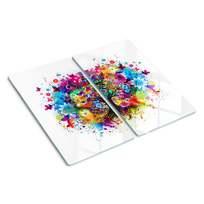 Tabla de cortar de cristal Árbol de la vida colorido