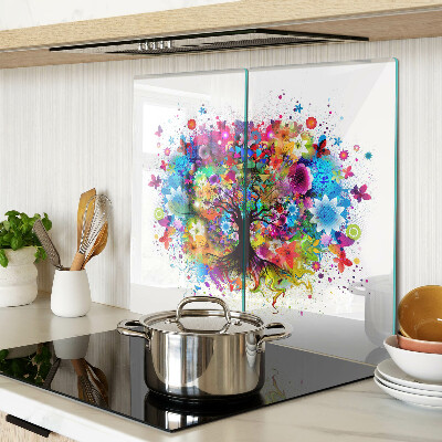 Tabla de cortar de cristal Árbol de la vida colorido