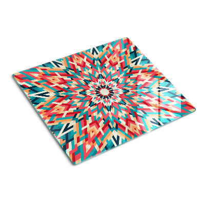 Tabla de cortar de cristal Mandala multicolor