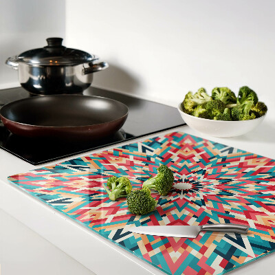 Tabla de cortar de cristal Mandala multicolor