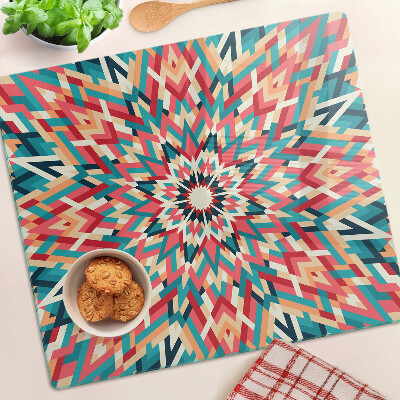 Tabla de cortar de cristal Mandala multicolor