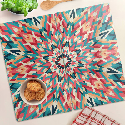 Tabla de cortar de cristal Mandala multicolor