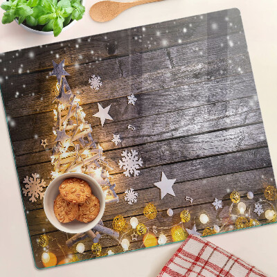 Tabla de cortar de cristal Árbol de Navidad con adornos