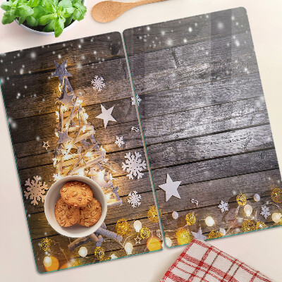 Tabla de cortar de cristal Árbol de Navidad con adornos