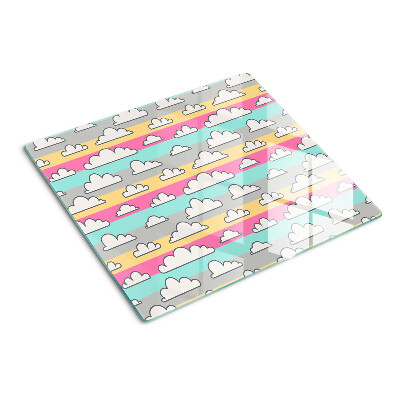 Tabla de cortar de cristal Nubes sobre un fondo pastel