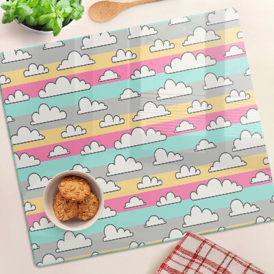 Tabla de cortar de cristal Nubes sobre un fondo pastel