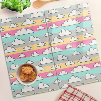 Tabla de cortar de cristal Nubes sobre un fondo pastel