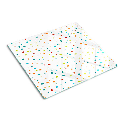 Tabla de cortar de cristal Puntos de colores sobre fondo blanco