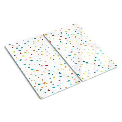 Tabla de cortar de cristal Puntos de colores sobre fondo blanco