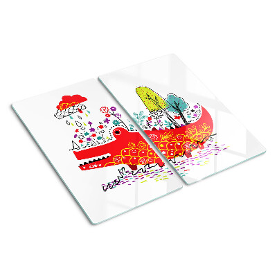 Tabla de cortar de cristal Cocodrilo en un entorno colorido