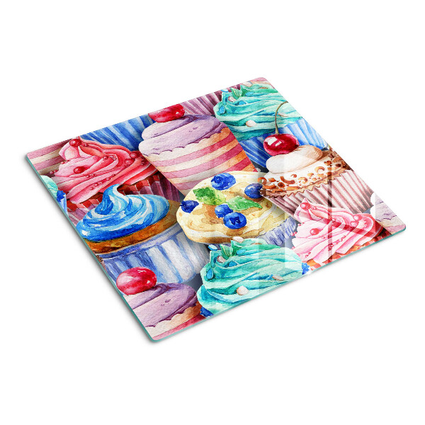 Tabla de cortar de cristal Cupcakes y pasteles coloridos