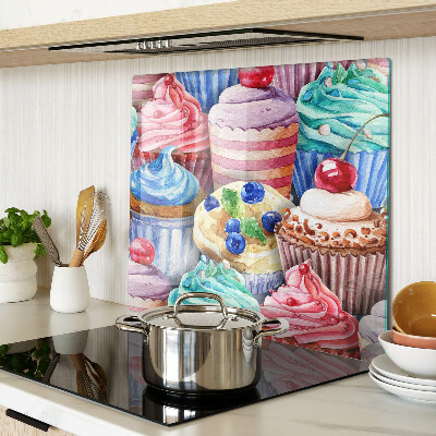 Tabla de cortar de cristal Cupcakes y pasteles coloridos