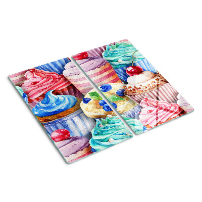 Tabla de cortar de cristal Cupcakes y pasteles coloridos