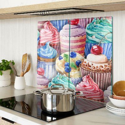 Tabla de cortar de cristal Cupcakes y pasteles coloridos