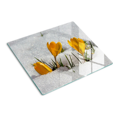 Tabla de cortar de cristal Azafranes en la nieve