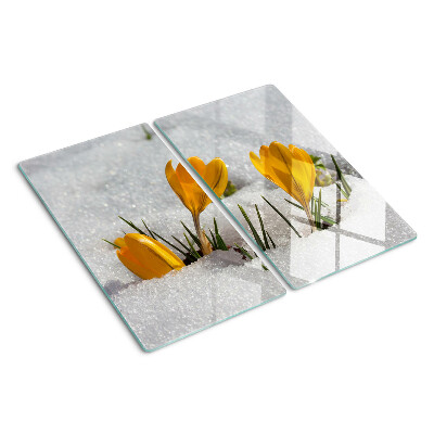 Tabla de cortar de cristal Azafranes en la nieve