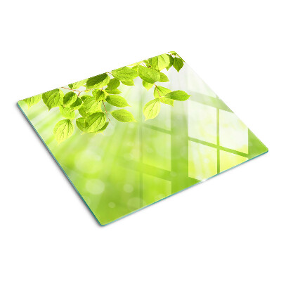 Tabla para cortar Hojas verdes contra la luz